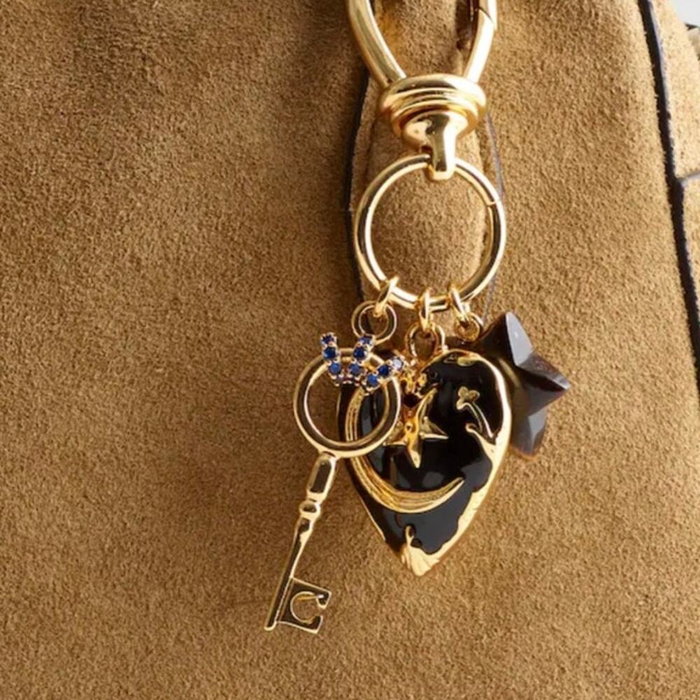 Madewell Key Cluster Bag Charm Enamel Heart Bright Polished Gold One Size NWT - Picture 7 of 7